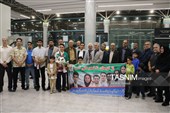 استقبال از مدال‌آوران مسابقات آسیایی اردن در فرودگاه کرمان