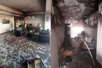 آتش‌سوزی در یک ساختمان تجاری در باغستان کرج