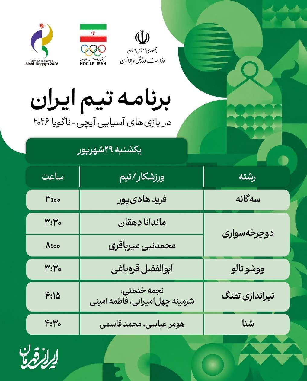 بازی‌های آسیایی 2026 ناگویا , بازی‌های آسیایی , 