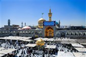 نصب کتیبه‌های ولادت‌ امام حسن عسکری علیه‌السلام در حرم مطهر رضوی