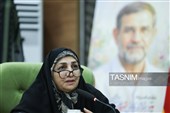 معصومه آباد در نشست خبری اعلام برنامه‌های هفته دفاع مقدس  بنیاد شهید