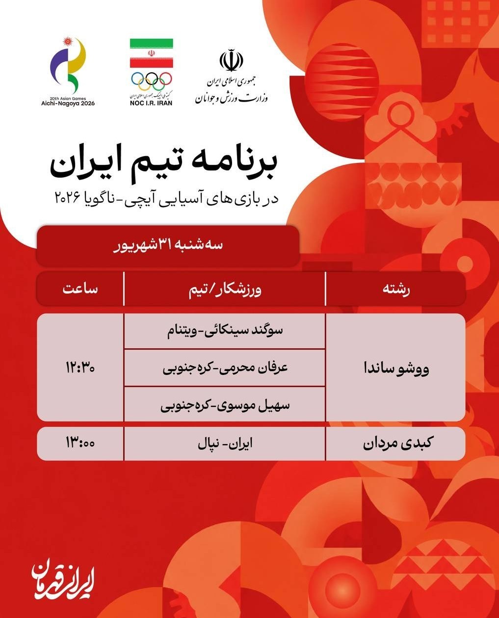 بازیهای آسیایی 2026 ناگویا , بازیهای آسیایی ,