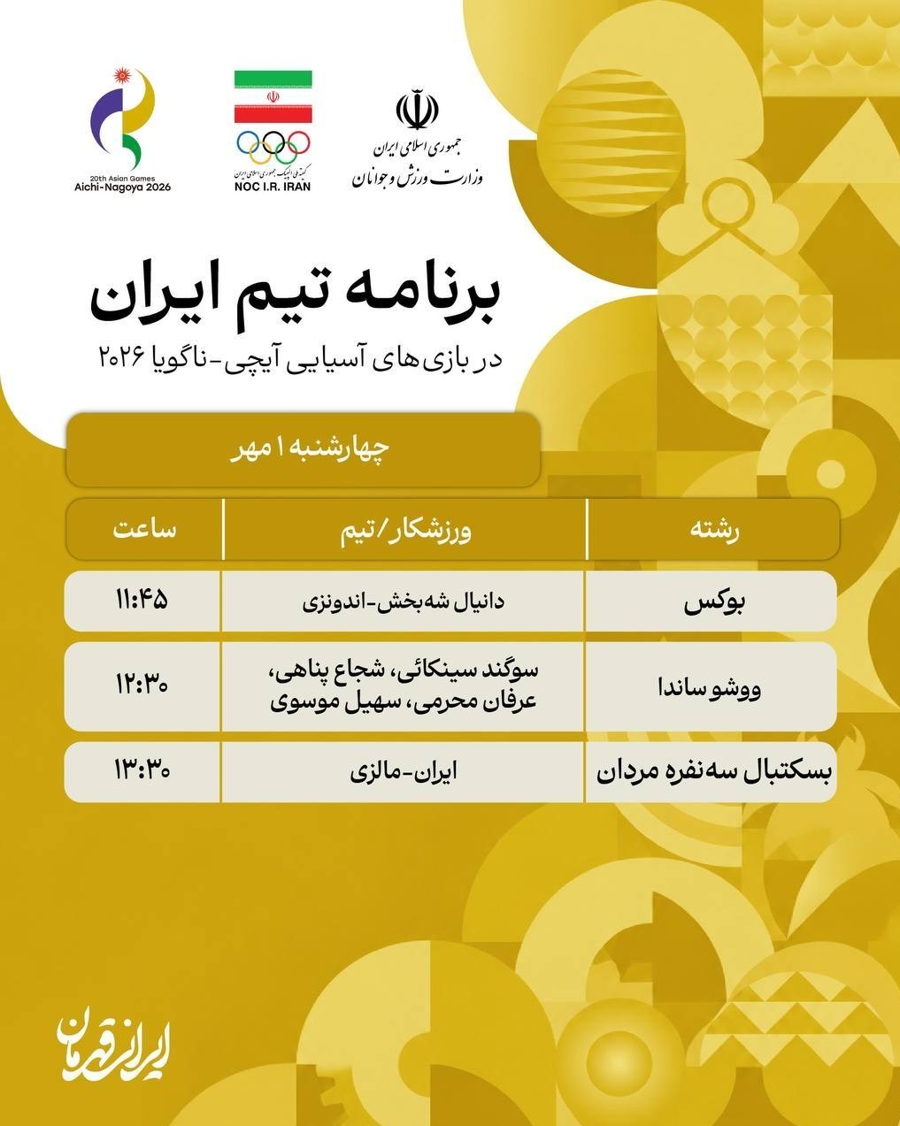 ورزش , بازیهای آسیایی 2026 ناگویا ,