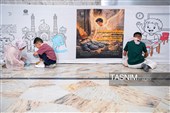 رنگ آمیزی دیوارنگاره توسط کودکان جهان اسلام یادبود شهدای مدرسه میناب
