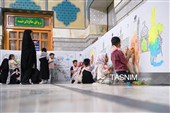 رنگ آمیزی دیوارنگاره توسط کودکان جهان اسلام یادبود شهدای مدرسه میناب